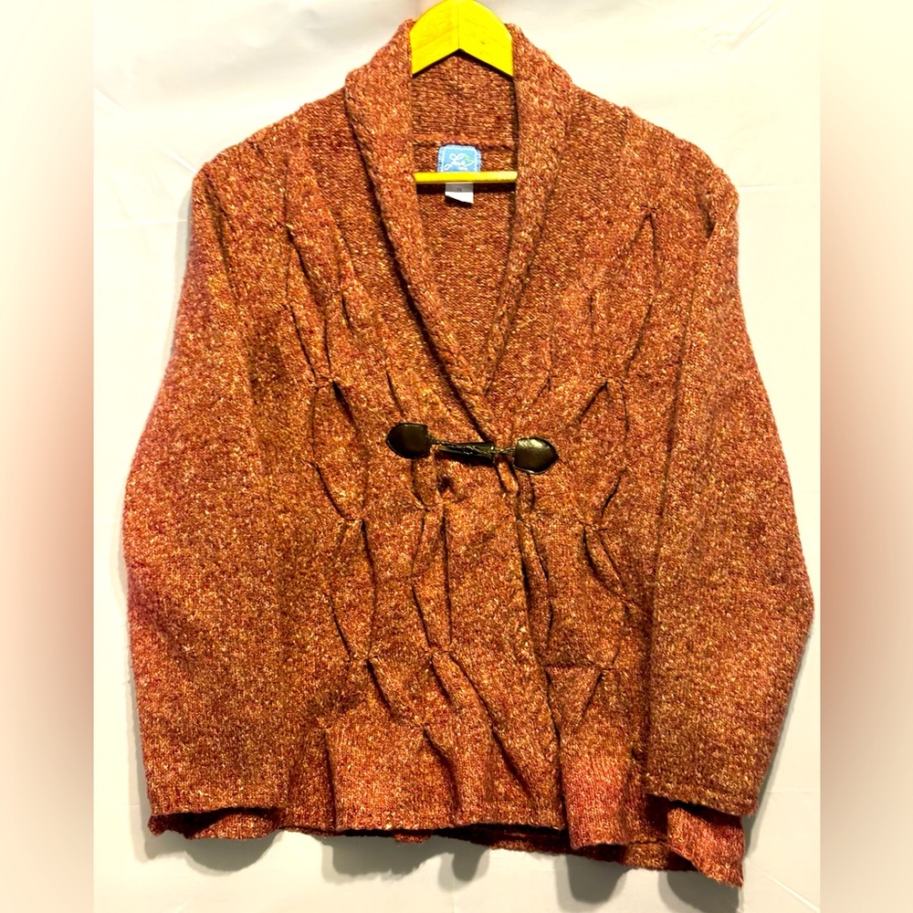 Lark Lane Size 1X Red Toggle Button Sweater Polyester, Cotton, Acrylic Blend